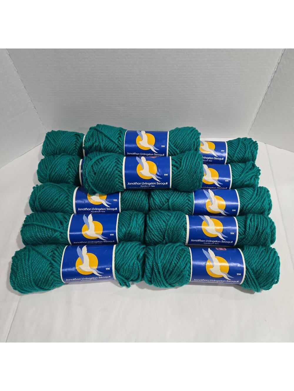 12 Skeins Jonathan Livingston Seagull Handicraft Yarn 655 Emerald Green Vintage